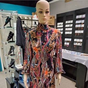 Free People All Dolled Up Paisley-Print Turtleneck